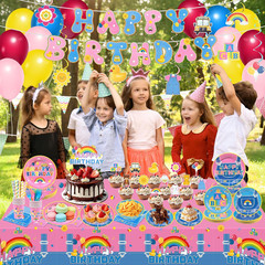 192 Pcs Cartoon Teacher Party Decorations Tableware Set,English Teacher Birthday