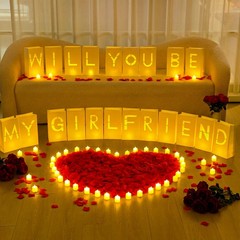 6093 Pcs Will You Be My Girlfriend Light up Letters with LED Flameless Tealig…
