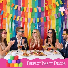 160 Rolls Crepe Paper Streamers Rainbow Party Decor Birthday Wedding Crafts Kit