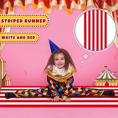 Carnival Circus Floor Runners 2 Pack Red White Striped Indoor Outdoor Decor