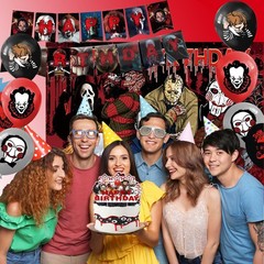 Horror Birthday Party Decorations Ã¢â‚¬â€œ 50 Pcs Halloween Theme Kit with Ba…