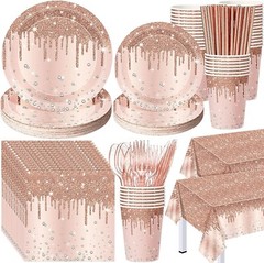 452 Pcs Rose Gold Party Supplies Birthday Decorations Include Glitter Rose Go…