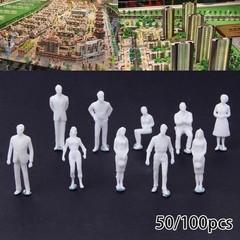 50Pcs Scale 1:75 White Model People Passengers Figures For Railway Layout