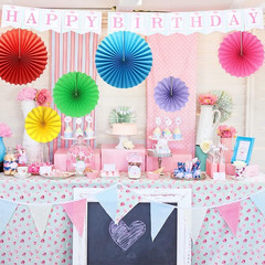 6 Pcs Decoration Hanging Party Paper Fans Set for Birthday Wedding Graduation Ev