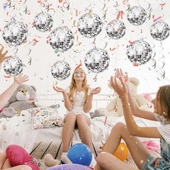 54 Pieces Disco Party Decorations Disco Ball Hanging Swirls 70s Party Hanging…