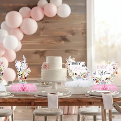 12 PCS Pink Floral Baby In Bloom Table Centerpieces Girl Baby Shower Decor