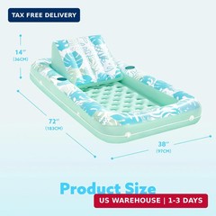 SLOOSH Inflatable Pool Floats with Cooling Water Hole,72″ x 38″ Daybed Pool Loun
