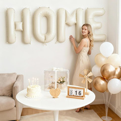 Beige HOME Balloons 40 Inch,Large HOME Letter Banner Cream White for Sweet House