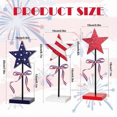3Pcs 4th of July Table Decor Wooden Star Set Red White Blue Patriotic Tables …
