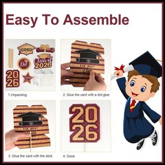 30 PCS Maroon Gold Graduation Table Centerpieces Sticks Class of 2026