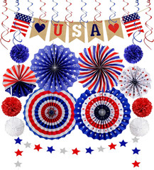 26Pcs Patriotic Decorations 4Th July Decorations LOVE USA Banner Red White Blue