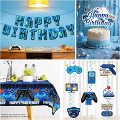 208Pcs Video Game Birthday Decorations-Serves 25, All-In-One Gamer Birthday Part