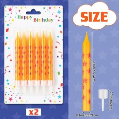 12 Pcs Anime Theme Birthday Candles 0.3 inches x 3.7 inches, yellow, red