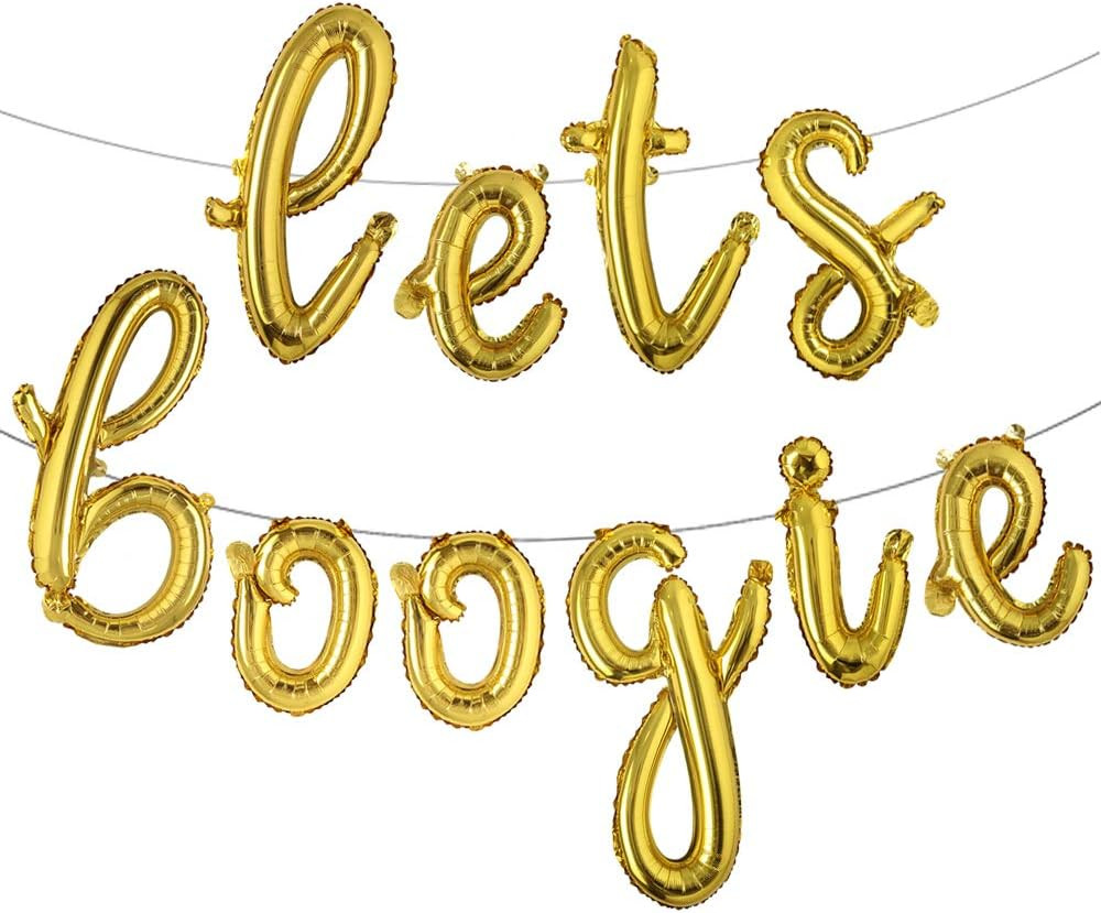 16 Inch Lowercase Lets Boogie Balloons Banner 1980S for 70’S 80’S Disco Themed P