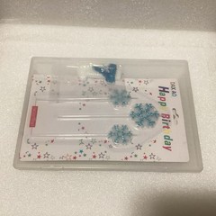 Snowflake Birthday Candles Set 7pc with Number 1 Candle Blue Silver Glitter