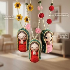 Mary Car Charm Yarn Bead Statue Yarn And Bead Construction Hangs From Mirror