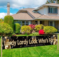 Funny 40th Birthday Banner Lordy Look Who’s 40 Indoor Outdoor Party Decor