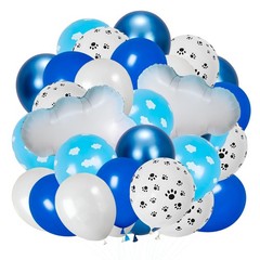 Cloud Balloons Paired With Blue And White Printed Latex Balloons Are Suitable…