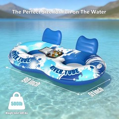 Inflatable River Tube Float – 2 Person Heavy Duty River Float, Pool Floats Ad…