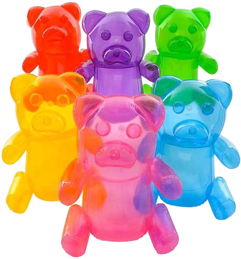 Huge Inflatable Gummy Bears Inflates Assorted Colors (About 24 Inches Tall) Poo
