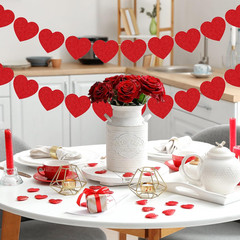 Red Glitter Heart Cutouts Valentine’S Day Paper Cut-Outs with 100Pcs Glue Points