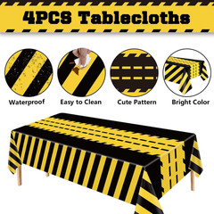 4 Pack Construction Tablecloth Construction Road Party Decorations Rectangular R