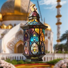 1 PC Acrylic Colorful Lantern Suncatcher Eid Decoration Hanging Ornaments
