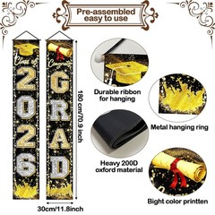 Graduation Decorations 2026 Class of 2026 Black Gold Silver Party Supplies
