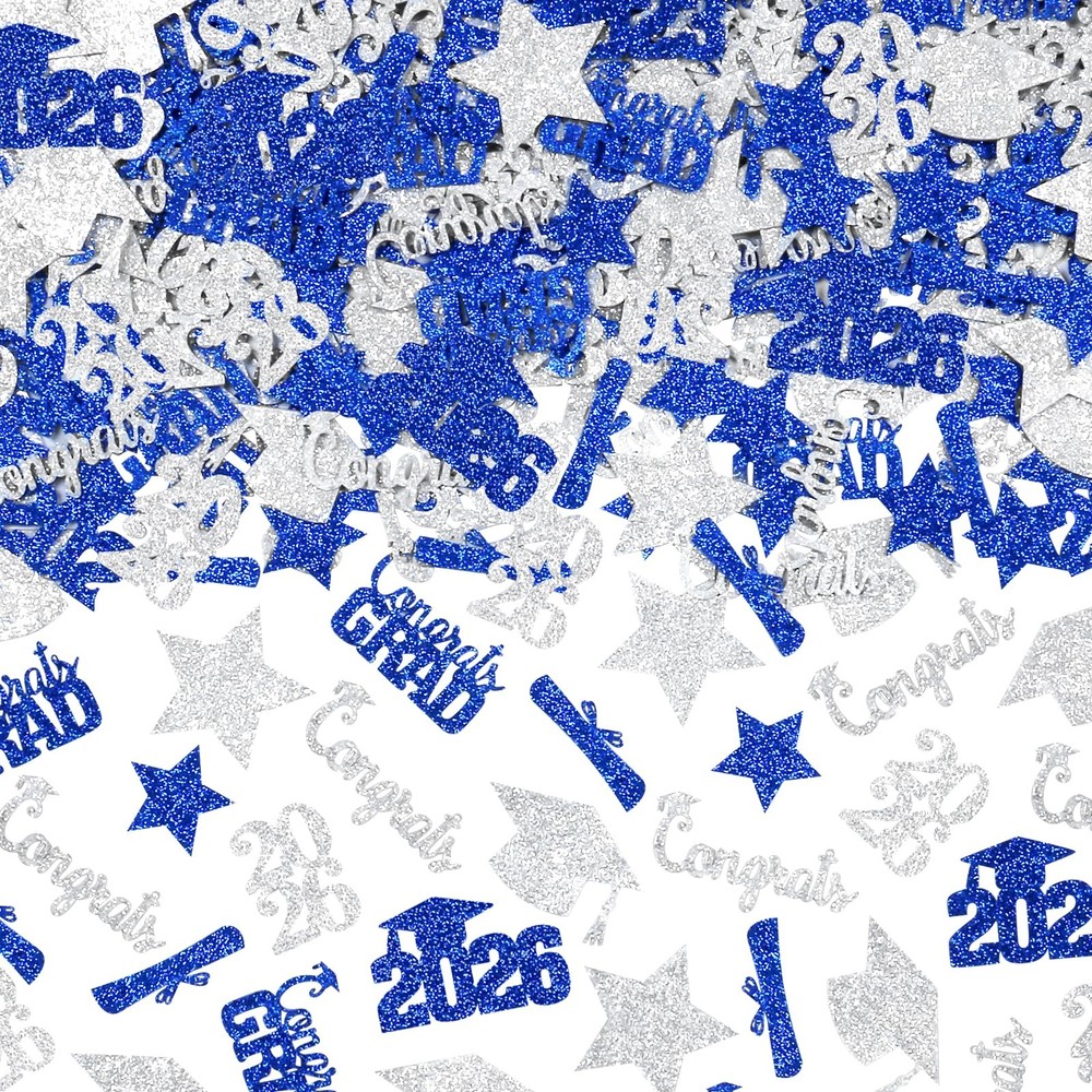 200Pcs 2026 Graduation Table Confetti Blue and Silver Graduation Confetti 202…
