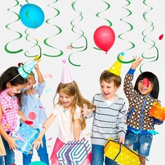 30 PCS Party Swirl Decorations Green Shinny Foil Hanging Swirl Decorations wi…