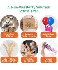 Kid’s Happy Birthday Decorations Kit – 505-Piece Set with Gold Decor, Tableware,