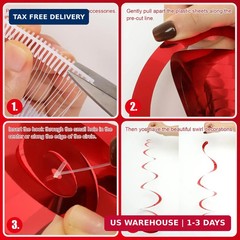 Fumwase Party Swirl Decorations Red Shinny Foil Hanging Swirl Decorations Plasti