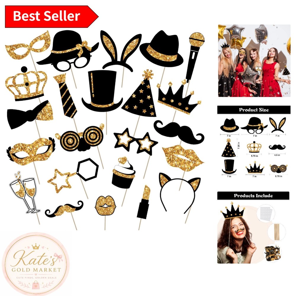 Funny and Chic 24-Pc Photo Booth Props – Perfect for Celebrations & Memories