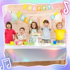 Kpop Party Decorations Purple Pink Silver Iridescent Tablecloth 54 x 1