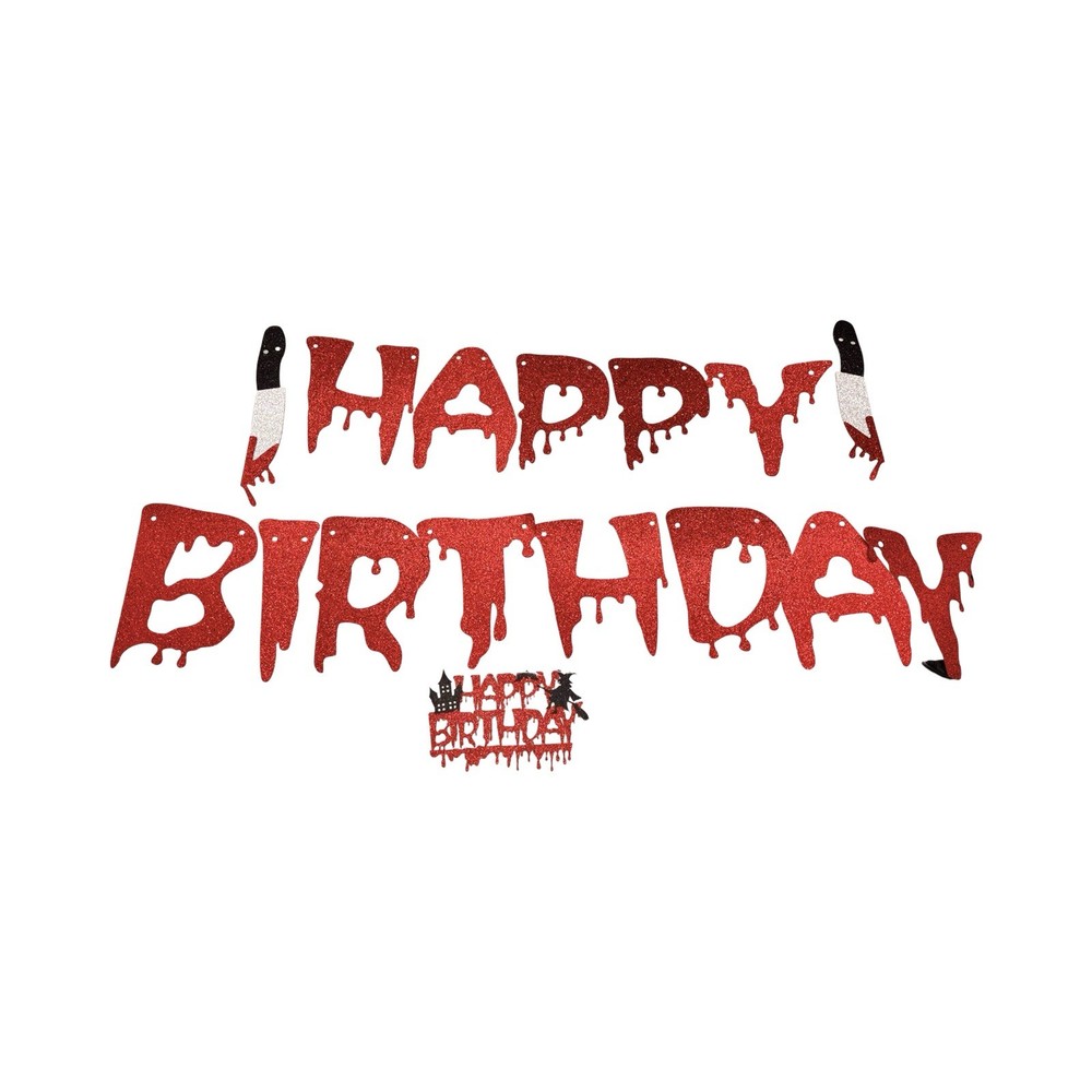 Red Glitter Halloween Vampire Birthday Banner Horror Vampire Diaries Party Decor