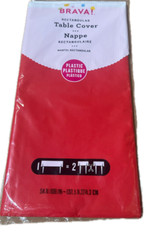 2 Pack Brava! Amscan Rectangular Plastic Table Cover 54″ x 108″ Apple Red