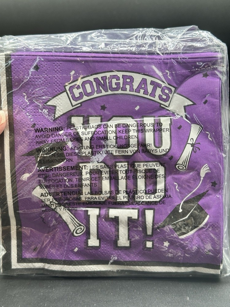 Purple Congratulations Graduation Party Paper Any Year for 50