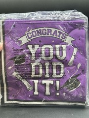 Purple Congratulations Graduation Party Paper Any Year for 50