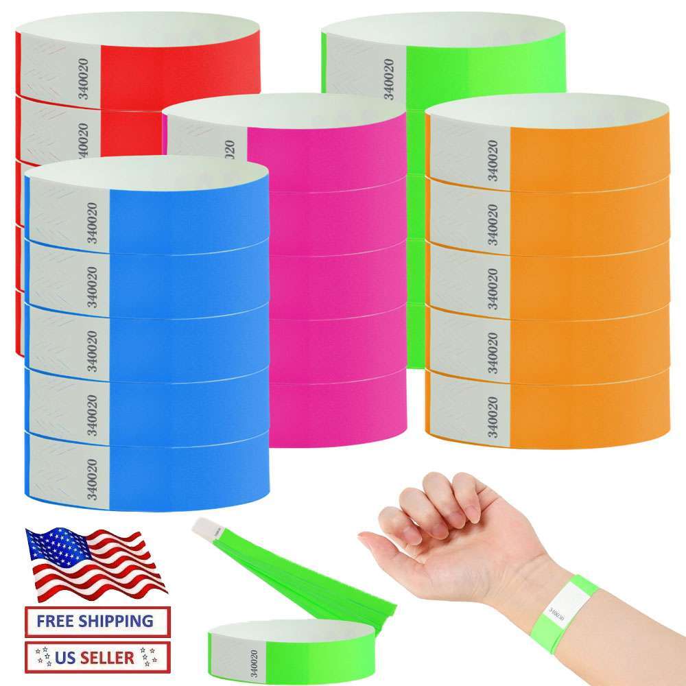 100pcs Paper Wristbands for Events Concert , Colored Wristbands Waterproof Paper