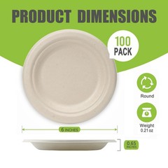 6 Inch Small Paper Plates Disposable – Biodegradable Compostable Appetizer Pl…