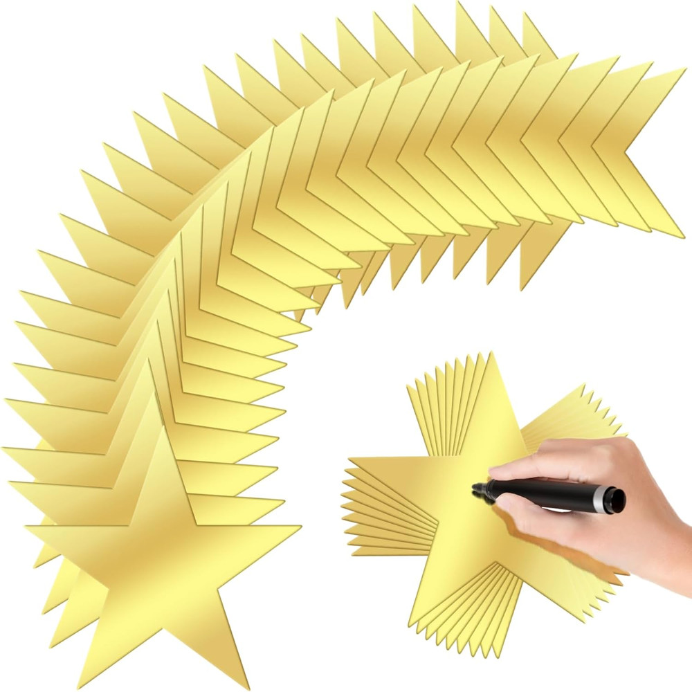 60 Pcs 6 Inch Gold Star Cutouts, Double Printed Paper Stars for Classroom, Party