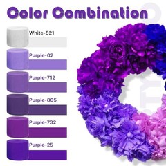 Crepe Paper Streamers 8pcs 656ft Pack of Light Dark Lavender White Purple