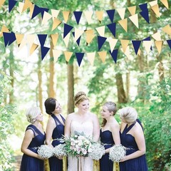 30Ft Navy Blue Gold and Beige Party Decorations Royal Blue Gold Triangle Flag…