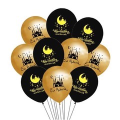 10PCS Eid Mubarak Balloons Black Gold Sequin Latex Party Decorations