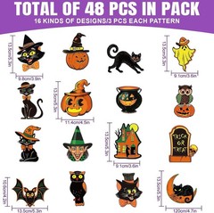 Jarthenaamcs 48 Pcs Vintage Halloween Cutouts Retro Pumpkin Witch Cat Cut-Outs B