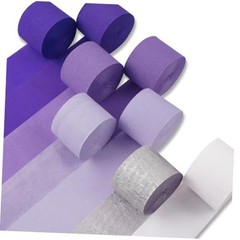 Crepe Paper Streamers 8pcs 656ft Pack of Light Dark Lavender White Purple