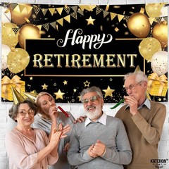 Katchon, Happy Retirement Banner – Black & Gold Xtralarge, 72×44 Inch | Wall Ban