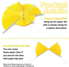 Yellow Hanging Paper Fans Party Decoration round Paper Garlands Set Wall Backgro