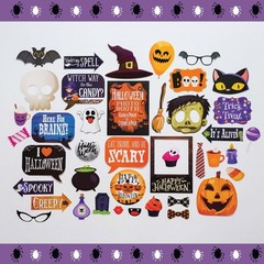 Halloween Photo Booth Props 41 Pc Kit Sign Adhesive Pads Sticks Decorations