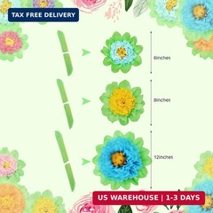 WILLBOND 18 Pcs Large Mexican Paper Flowers Hispanic Heritage Month Colorful Fie